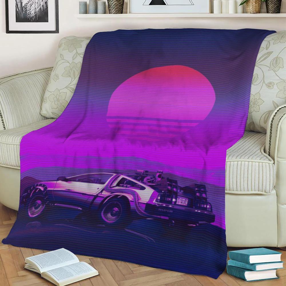 Delorean Dmc Mcfly Fleece Throw Blanket Meaningful Gift For Halloween Christmas