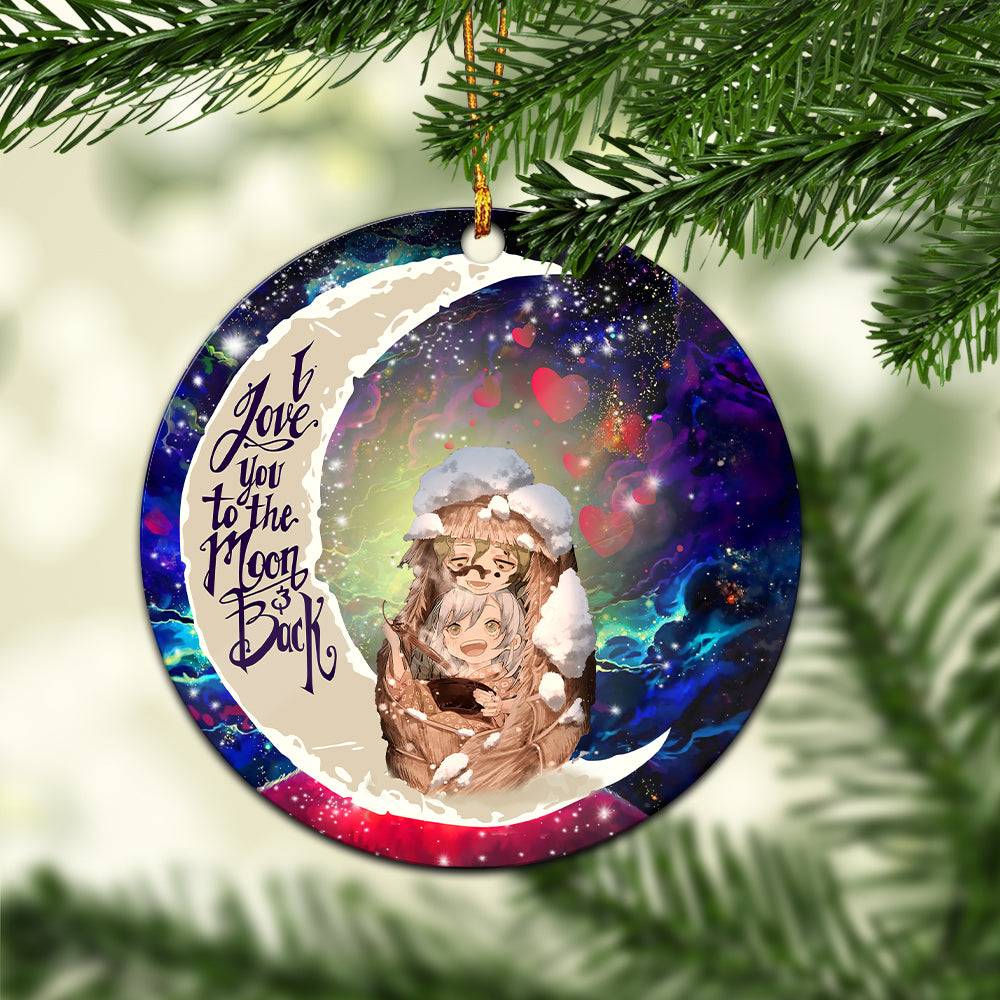 Demon Slayer Anime Love You To The Moon Galaxy Mica Circle Ornament Perfect Gift For Holiday Perfect Gifts For Family On Christmas
