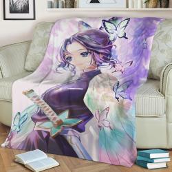Demon Slayer Shinobu Kocho Fleece Throw Blanket Meaningful Gift For Halloween Christmas