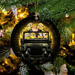 Despicable Me Gru And Minions Ride Jeep Funny Halloween Moonlight Mica Circle Ornament Perfect Gifts For Family On Christmas