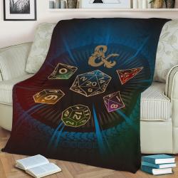 Dice Set Blue Fleece Throw Blanket Meaningful Gift For Halloween Christmas