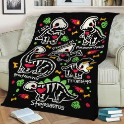 Dinosaur Skeletons Fleece Throw Blanket Meaningful Gift For Halloween Christmas