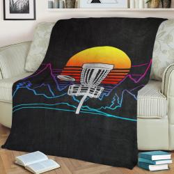 Disc Golf Sunset Fleece Throw Blanket Meaningful Gift For Halloween Christmas