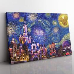Disneyland Starry Night Canvas Print Wall Art Canvas Christmas Gift For Son Daughter