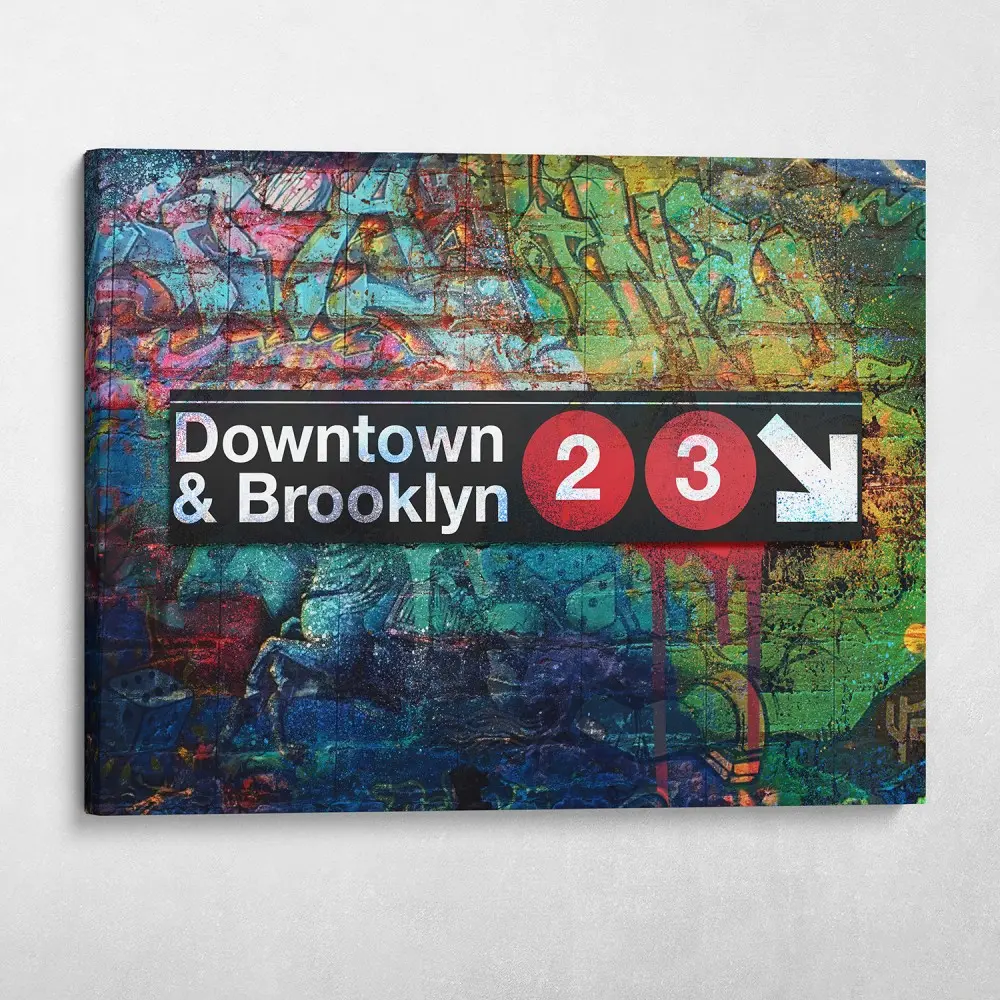 Subway Downtown Brooklyn Graffiti Wall Art Canvas Meaning Gift For Birthday Christmas