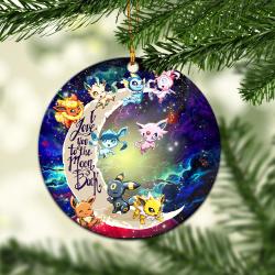 Eevee Evolution Pokemon Love You To The Moon Galaxy Mica Circle Ornament Perfect Gifts For Family On Christmas