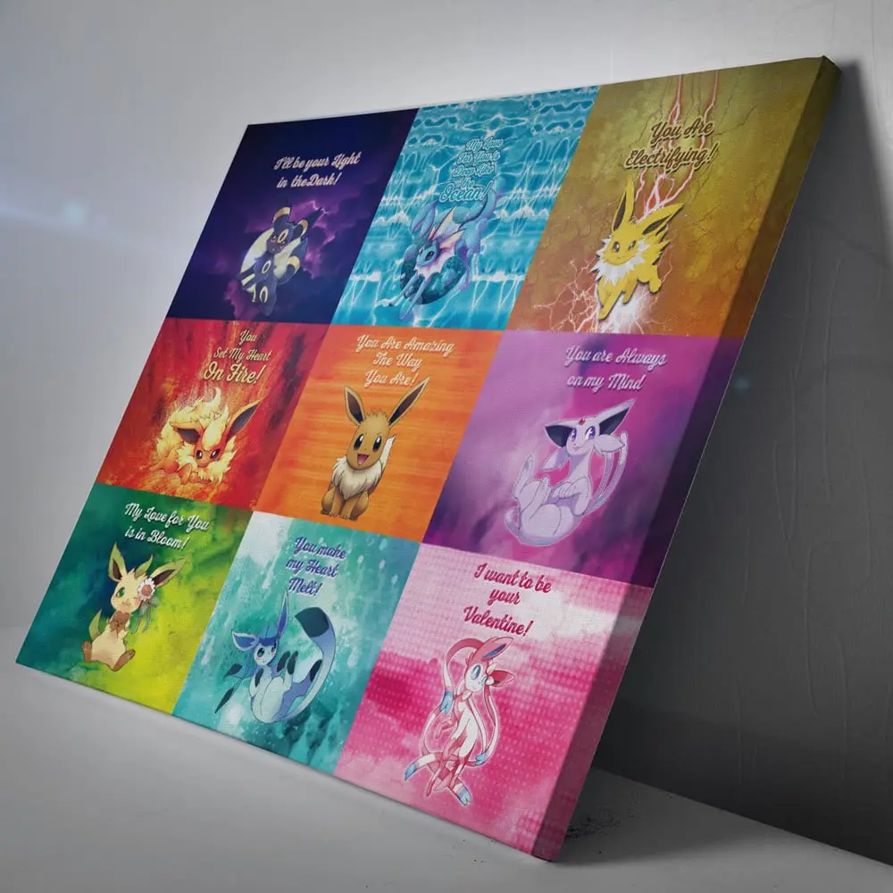 Eeveelutions Love Quotes Pokemon Horizontal Canvas Print Wall Art Canvas Christmas Gift For Son Daughter