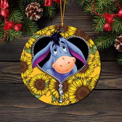 Eeyore Sunflower Zipper Mica Circle Ornament Perfect Gift For Holiday Perfect And Unique Gifts For Family On Christmas