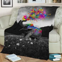 Elephant Color Splash Fleece Throw Blanket Meaningful Gift For Halloween Christmas