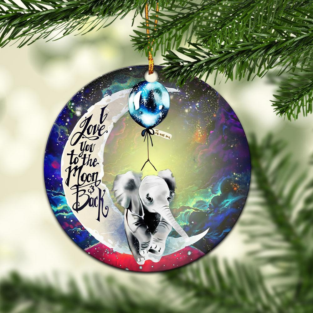 Elephant Love You To The Moon Galaxy Mica Circle Ornament Perfect Gift For Holiday Perfect Gifts For Family On Christmas