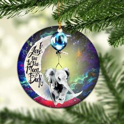 Elephant Love You To The Moon Galaxy Mica Circle Ornament Perfect Gift For Holiday Perfect Gifts For Family On Christmas