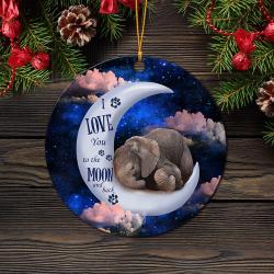 Elephant Love You To The Moon Mica Circle Ornament Perfect Gift For Holiday Perfect And Unique Gifts For Family On Christmas