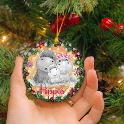 Family Of 3 Hippo Christmas Ornament Perfect And Unique Gifts For Family On Christmas Holiday