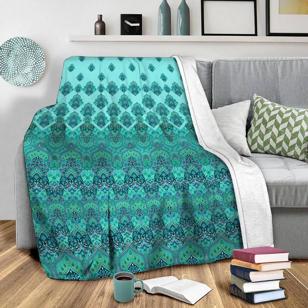 Farah Blooms Mint Fleece Throw Blanket Meaningful Gift For Halloween Christmas