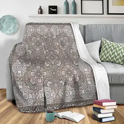 Farah Border Neutral Fleece Throw Blanket Meaningful Gift For Halloween Christmas