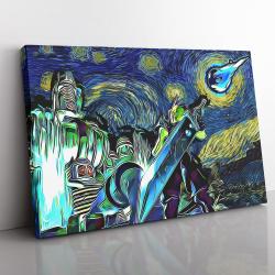Final Fantasy 7 Starry Night Midgar Canvas Print Wall Art Canvas Christmas Gift For Son Daughter