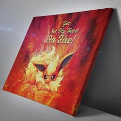 Flareon on Fire Pokemon Canvas Print Wall Art Canvas Christmas Gift For Son Daughter