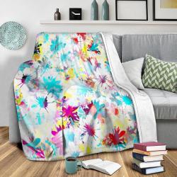 Floral 4 Fleece Throw Blanket Meaningful Gift For Halloween Christmas