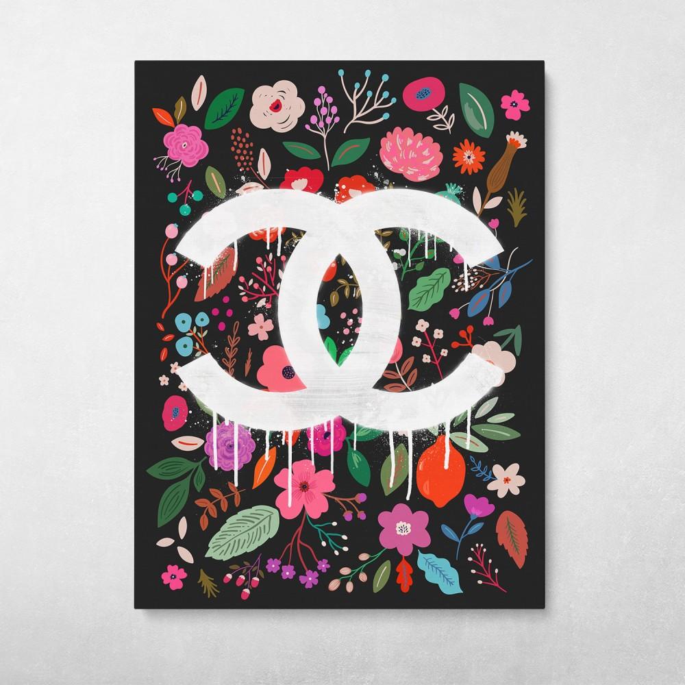 Floral Chanel Wall Art Canvas Meaning Gift For Birthday Halloween Christmas
