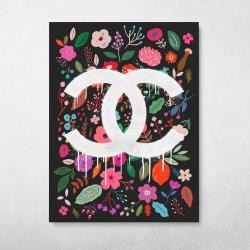 Floral Chanel Wall Art Canvas Meaning Gift For Birthday Halloween Christmas