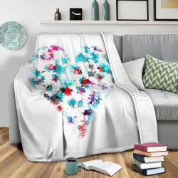 Floral Heart Fleece Throw Blanket Meaningful Gift For Halloween Christmas