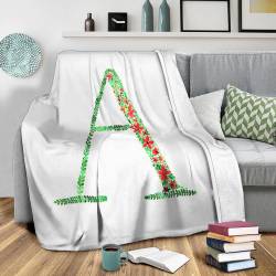 Floral Monogram Letter A Fleece Throw Blanket Meaningful Gift For Halloween Christmas
