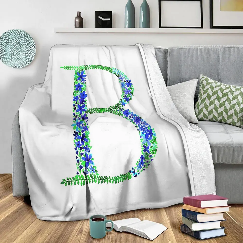 Floral Monogram Letter B Fleece Throw Blanket Meaningful Gift For Halloween Christmas