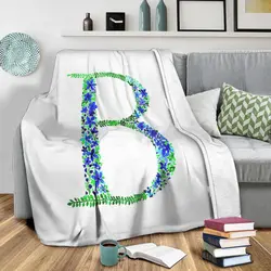 Floral Monogram Letter B Fleece Throw Blanket Meaningful Gift For Halloween Christmas