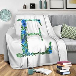 Floral Monogram Letter E Fleece Throw Blanket Meaningful Gift For Halloween Christmas