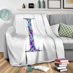 Floral Monogram Letter I Fleece Throw Blanket Meaningful Gift For Halloween Christmas