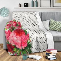 Floral Polka Dots Fleece Throw Blanket Meaningful Gift For Halloween Christmas