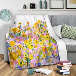 Flower Fields Sunshine Fleece Throw Blanket Meaningful Gift For Halloween Christmas