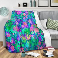 Fluro Floral Fleece Throw Blanket Meaningful Gift For Halloween Christmas