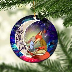 Fox Couple Love You To The Moon Galaxy Mica Circle Ornament Perfect Gift For Holiday Perfect Gifts For Family On Christmas