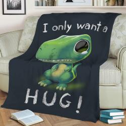 Free Hugs T-Rex Fleece Throw Blanket Meaningful Gift For Halloween Christmas
