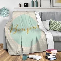 French Hello Fleece Throw Blanket Meaningful Gift For Halloween Christmas