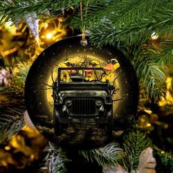 Funny Ducks Drive Jeep Funny Halloween Moonlight Mica Circle Ornament Perfect Gifts For Family On Christmas