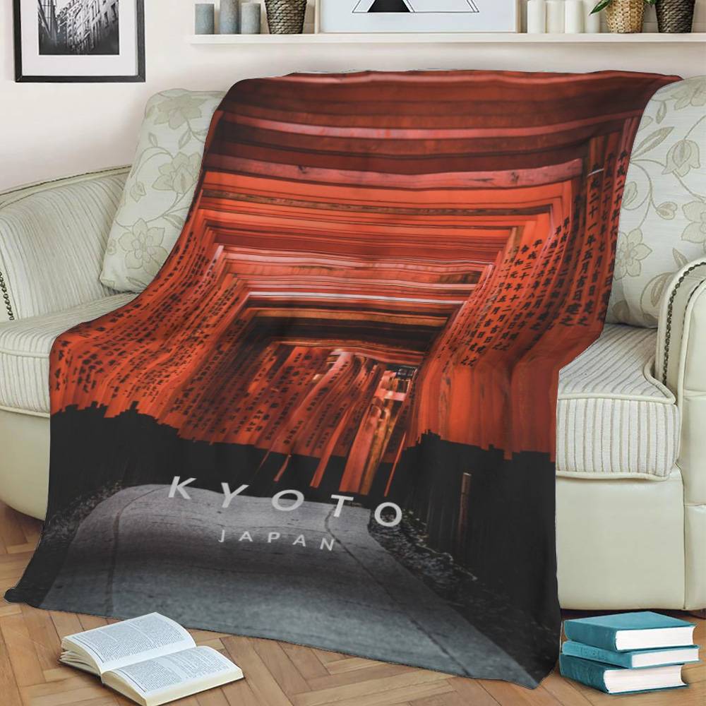 Fushimi Inari Kyoto Fleece Throw Blanket Meaningful Gift For Halloween Christmas