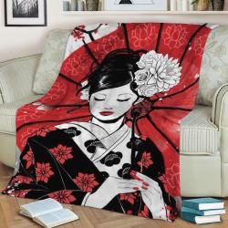 Geisha Rubyart Fleece Throw Blanket Meaningful Gift For Halloween Christmas