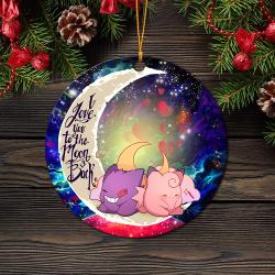 Gengar And Clefable Cute Pokemon Love You To The Moon Galaxy Mica Circle Ornament Perfect Gifts For Family On Christmas