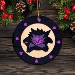 Gengar Evolution Pokemon Ghost Wood Circle Ornament Perfect Gift For Holiday Perfect And Unique Gifts For Family On Christmas