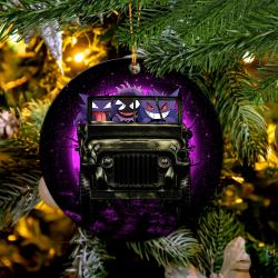 Gengar Pokemon Ghost Halloween Moonlight Jeep Funny Shower Curtain Mica Circle Ornament Perfect Gifts For Family On Christmas