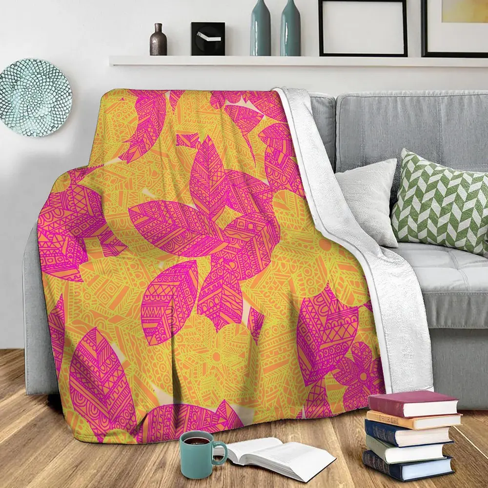 Geo Floral Fleece Throw Blanket Meaningful Gift For Halloween Christmas