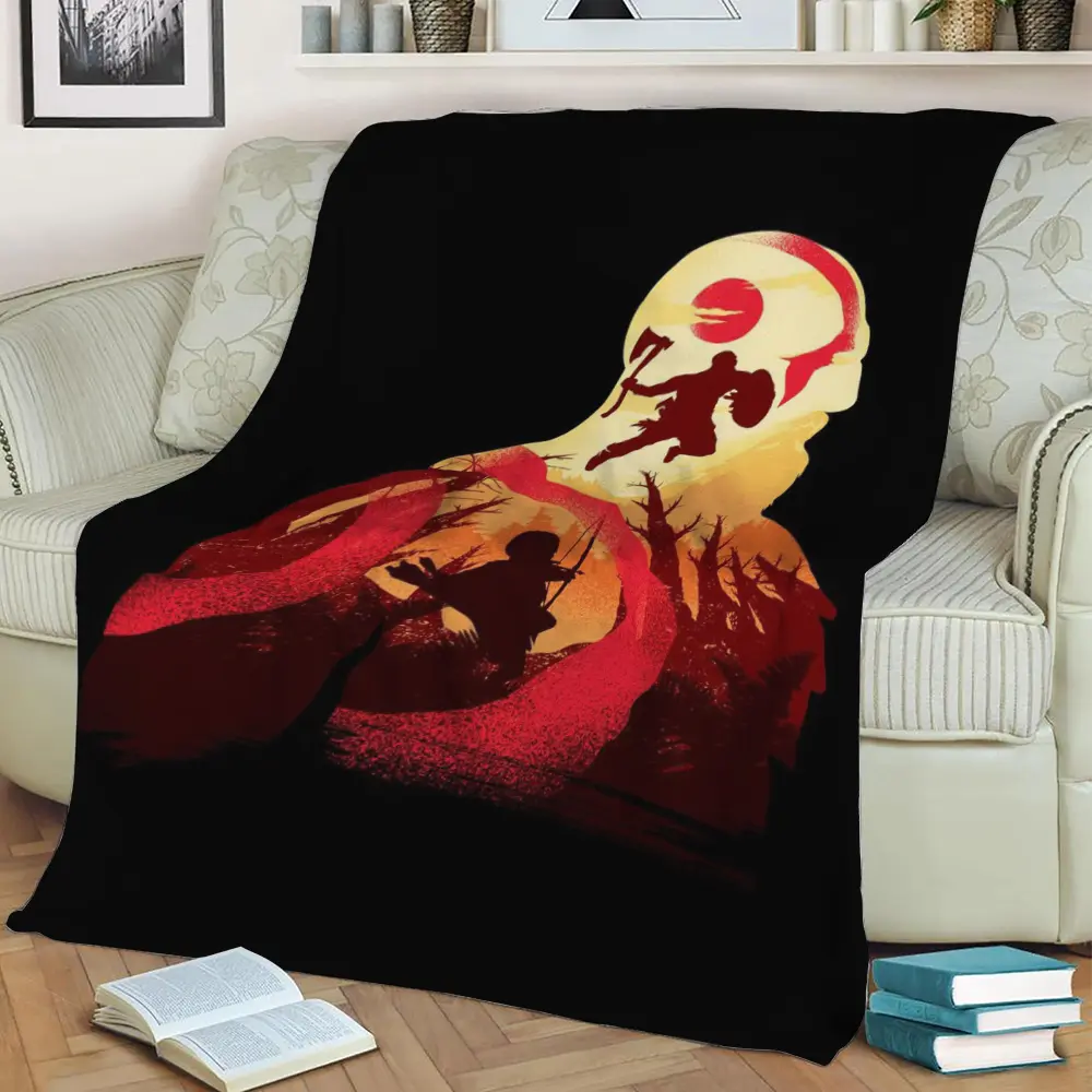 God Of War Kratos Fleece Throw Blanket Meaningful Gift For Halloween Christmas