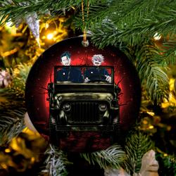 Gojo Geto Jujutsu Kaisen Ride Jeep Halloween Funny Anime Mica Circle Ornament Perfect Gifts For Family On Christmas