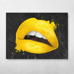 Gold Lips Wall Art Canvas Meaning Gift For Birthday Christmas Halloween