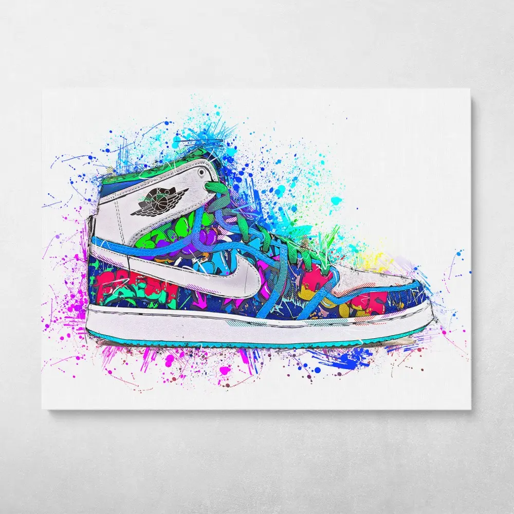 Graffiti Air Hi Tops Wall Art Canvas Meaning Gift For Birthday Christmas