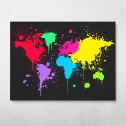 Graffiti World Map Wall Art Canvas Meaning Gift For Birthday Christmas
