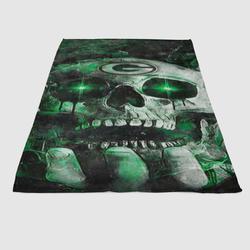 Green Bay Skull On Hand Soft Fleece Blanket Meaningful Gift For Halloween Christmas