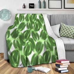 Greenery Leaves Fleece Throw Blanket Meaningful Gift For Halloween Christmas